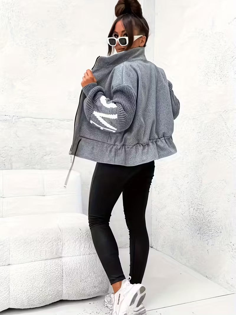 Damska Kurtka Z Kontrastowymi Rękawami