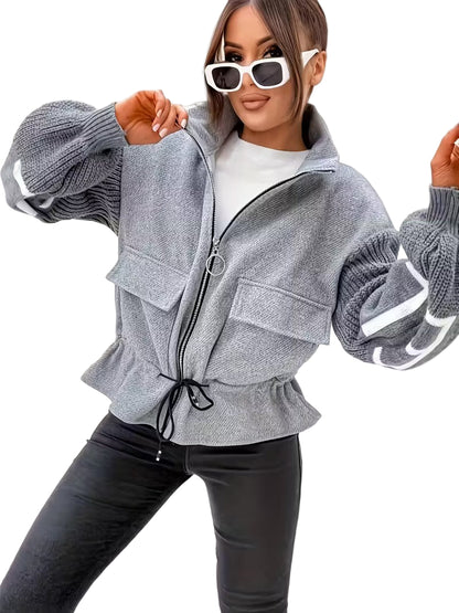 Damska Kurtka Z Kontrastowymi Rękawami