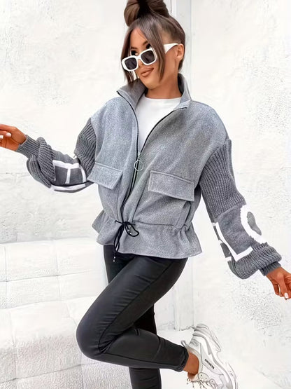 Damska Kurtka Z Kontrastowymi Rękawami