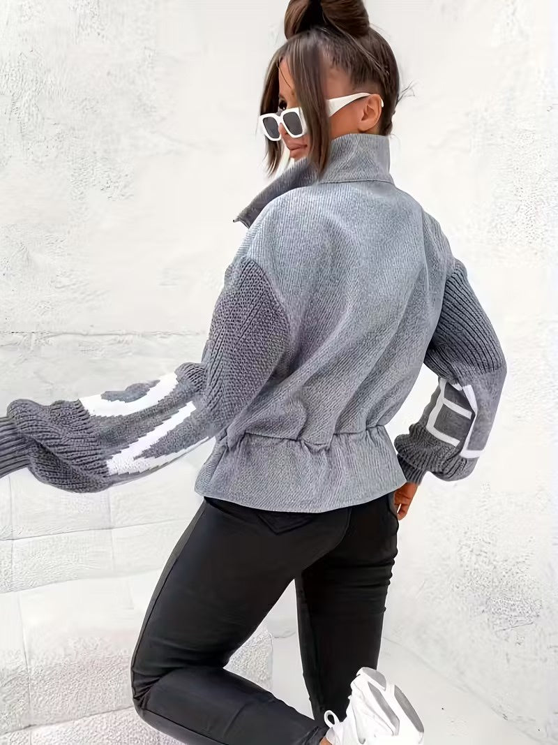 Damska Kurtka Z Kontrastowymi Rękawami