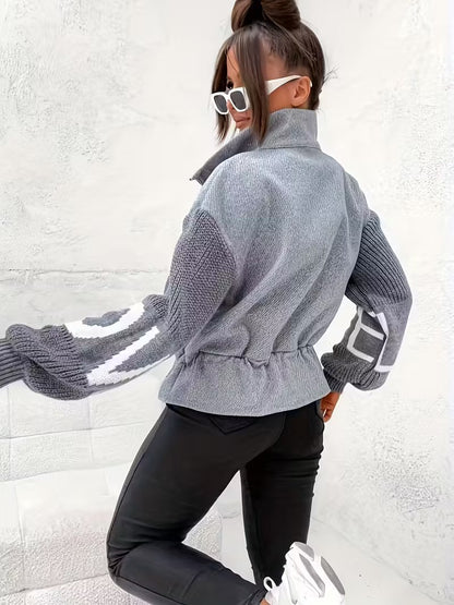 Damska Kurtka Z Kontrastowymi Rękawami