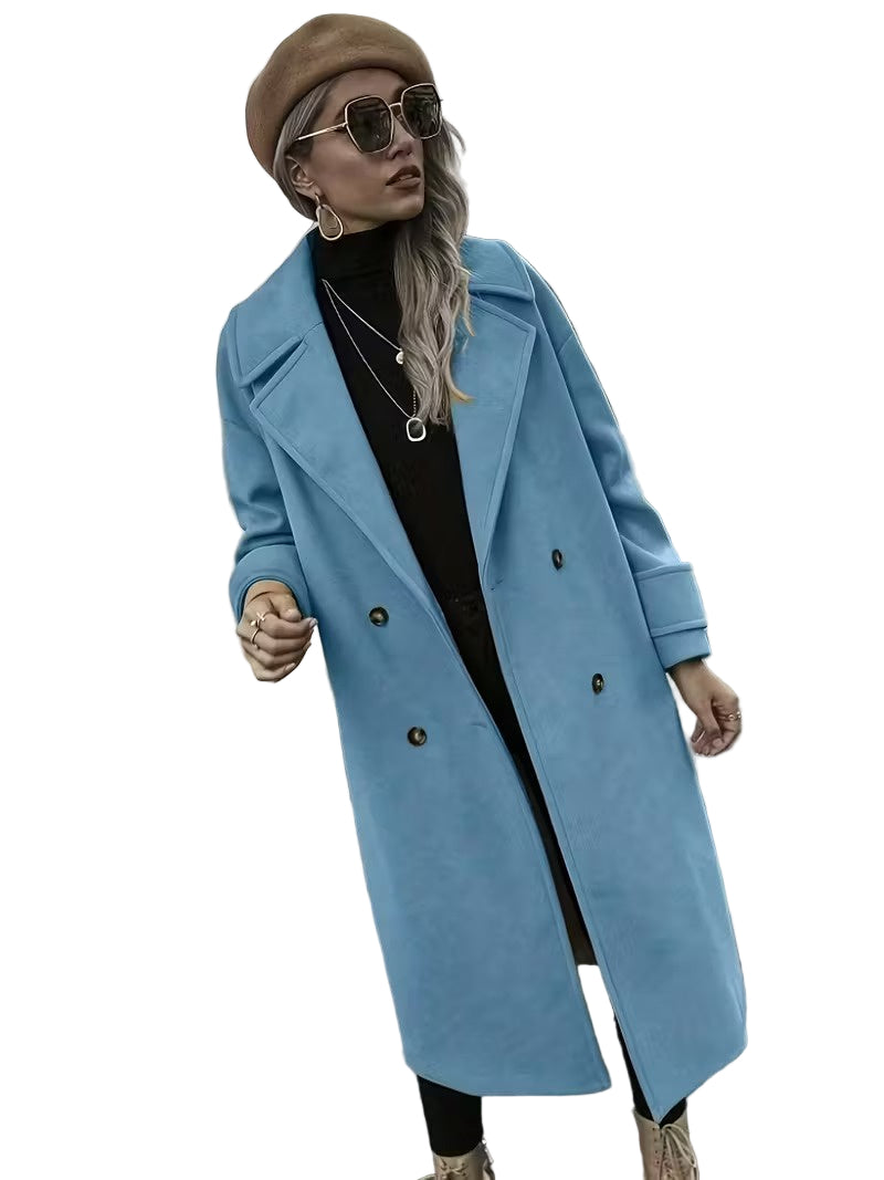 Damski Długi Płaszcz z Guzikami