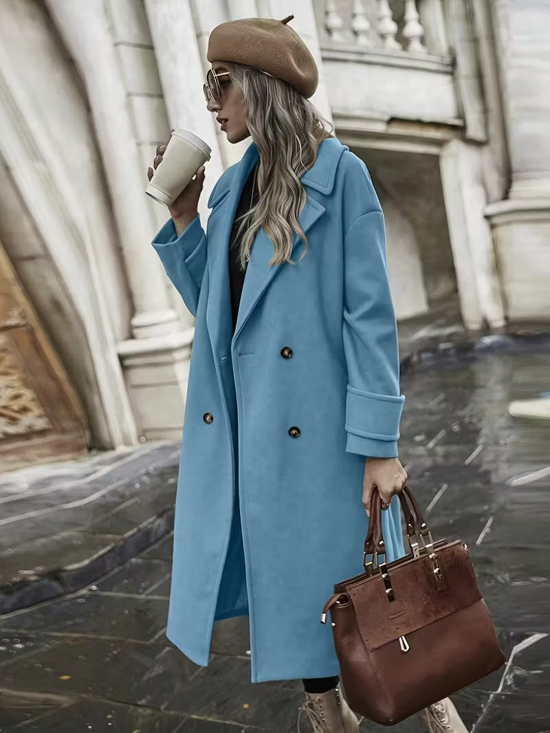 Damski Długi Płaszcz z Guzikami