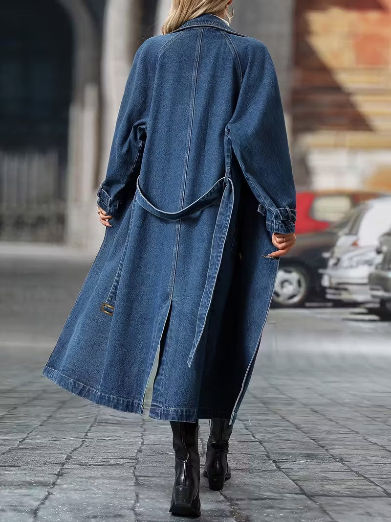 Damski Długi Płaszcz z Paskiem