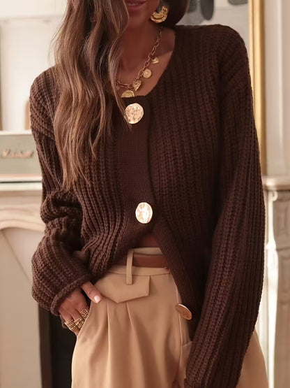 Damski Kardigan na Guziki z Kieszeniami