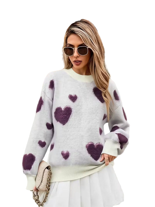Damski Sweter w Wzór Serc
