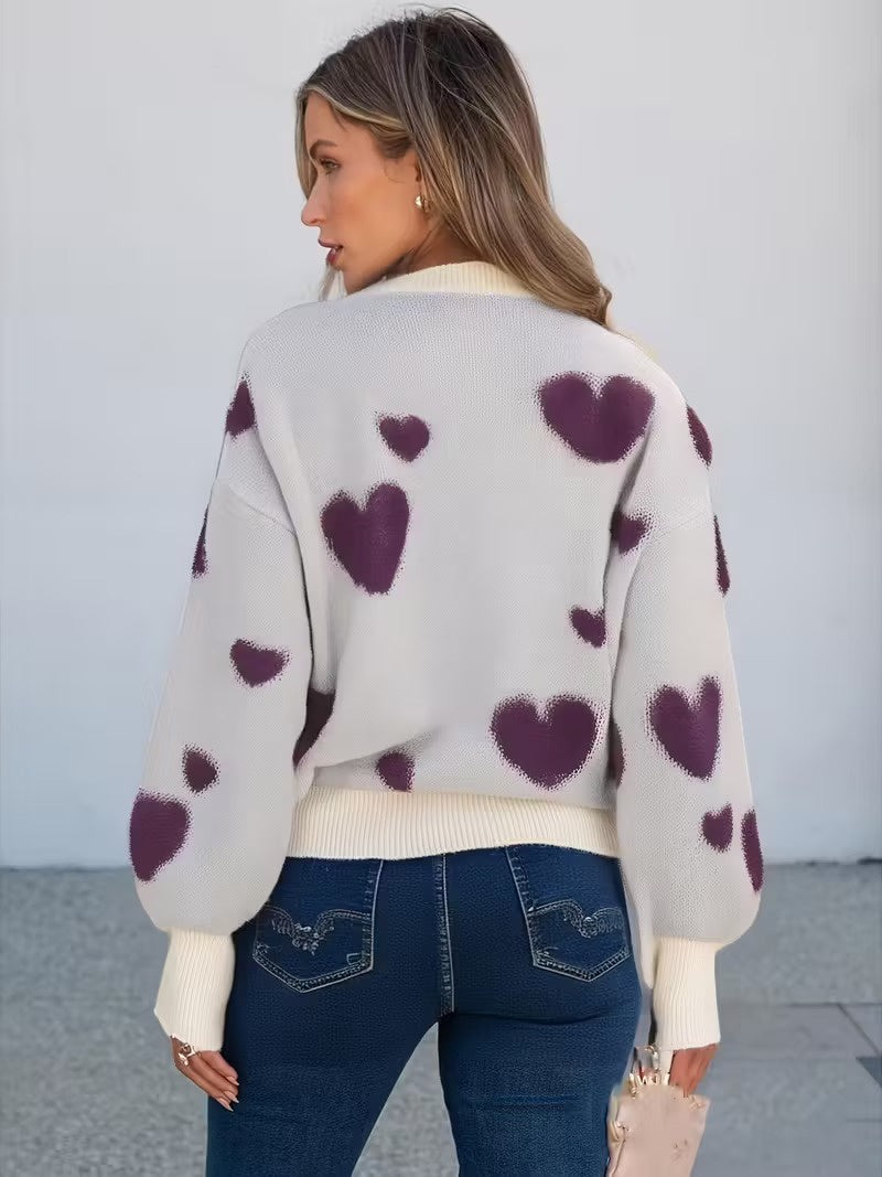 Damski Sweter w Wzór Serc