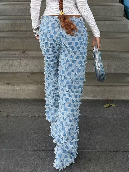 Damskie Spodnie we Wzór w Szachownicę