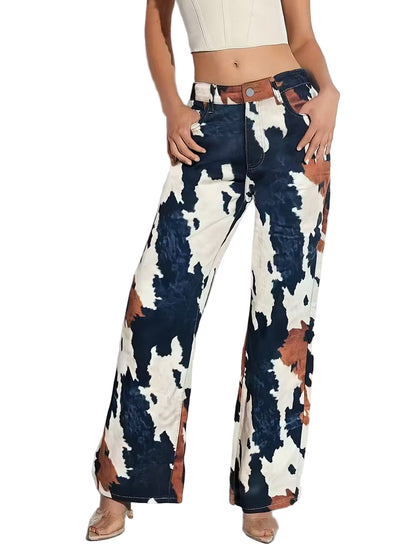 Damskie Szerokie Spodnie z Nadrukiem